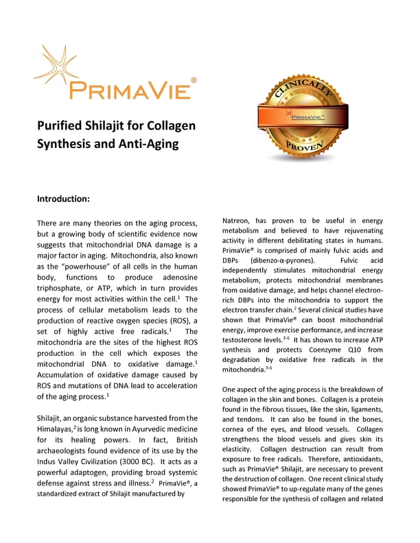 Natreon’s PrimaVie® Purified Shilajit for Anti-Aging