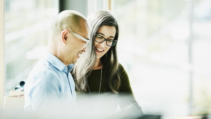 Two people having a discussion