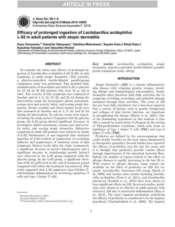 Efficacy of L-92™ in adult patients with atopic dermatitis